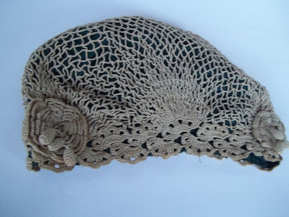 Antique pre 1930's  Hand Crochet Vintage Dark Tan… - image 9