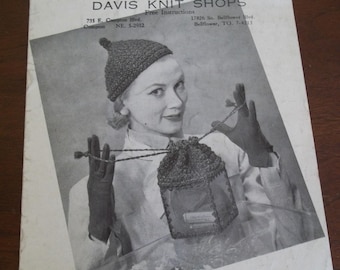 Original Vintage Bernat Handcrafter dated 1950 no 158 Tinso Straw knitting Booklet 11 pages