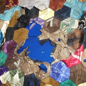 Antique Quilt Topper Silk and Velvet Sateen Approx 38 Round Pre 1890's ...