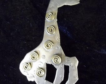 Vintage Giraffe Art Brosche Safari Stil silberfarben
