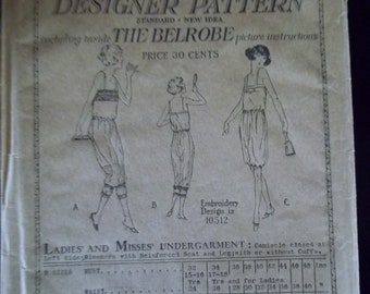 Original Antique 1920's era New Idea Standard Co Pattern sz bust 48 Under Garment Romper Bloomers Camisole Rare XL