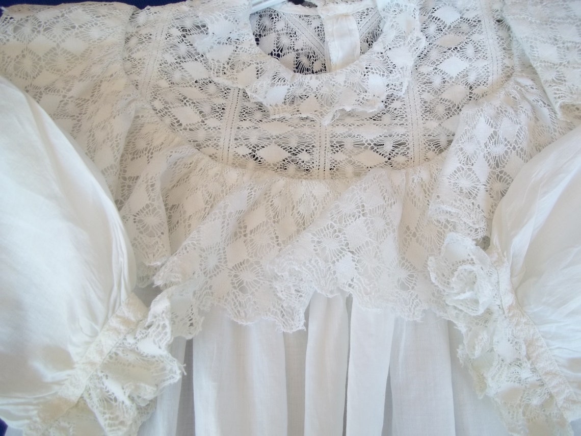 1900's Antique Baby Gown Extra Long Lawn White Victorian - Etsy