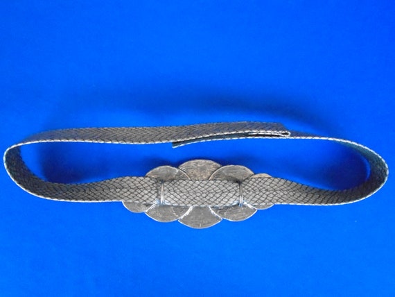Vintage Belt Silver Chunky Metal Coin Style Front Velcro