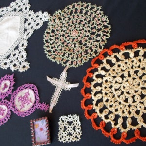 Antique and Vintage handmade  Tatted Doily and Novelty tatting Lot of 8