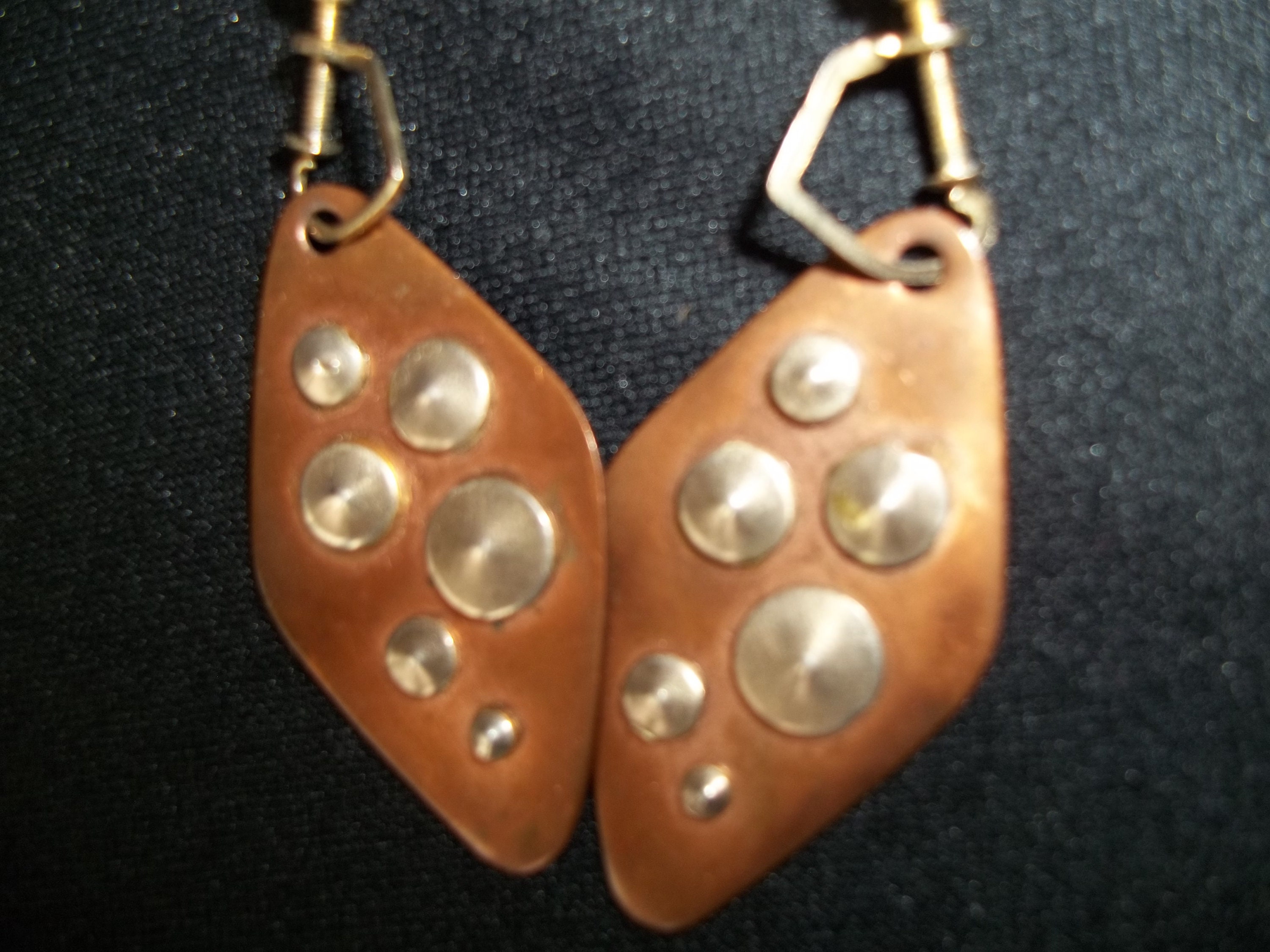 ヴィンテージ アート スタジオ イヤリング 銅製ダングル イヤリング