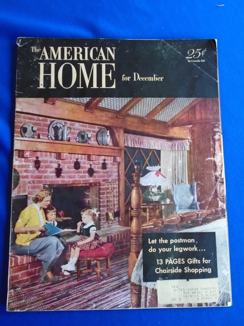 Original Vintage American Home December 1951 Decor Ads 1950's era Decor and style Magazine image 2
