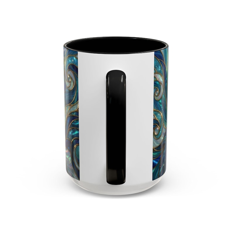 Orca Whale Coffee Mug, Ocean Art Mug, Stained Glass Whale Design, Marine Life Gift, Ceramic Coffee Cup, 11oz 15oz Waves Mug, Coastal Decor image 9