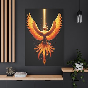 Phoenix Canvas Firebird Art Fire Bird Decor Modern Home Decor Legendary Bird Art