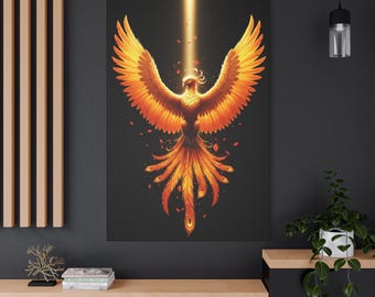 Phoenix Rising Canvas: Firebird Art, Modern Home Decor