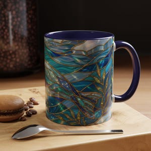 Seal Coffee Mug, Stained Glass Seal Mug, Cute Marine Animal Art Mug, Ocean Lover Gift, Unique Ceramic Coffee Cup, 11oz 15oz Coastal Mug image 16