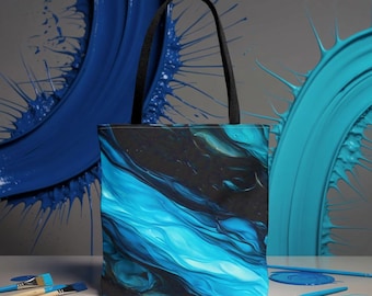 Blue Paint Stream Polyester Tote Bag: Durable Everyday Style