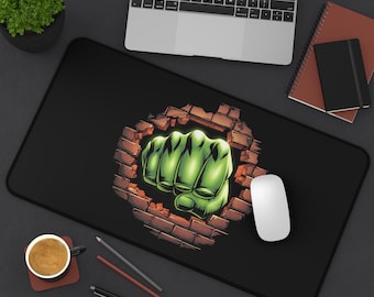 Green Fist Desk Mat: Comic Book Mouse Pad for Geeks