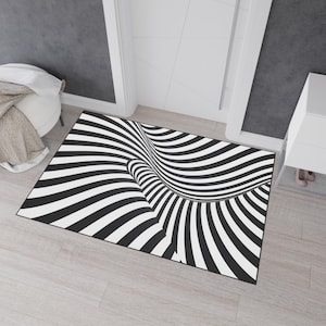 Floor Mat, Black and White Striped Rug, Non-Slip Kitchen Mat, Cute Welcome Mat, Home Decor Accent