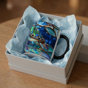 Stained Glass Sea Turtle Mug, Ocean Turtle Coffee Cup, Coastal Beach Mug Gift, Marine Life Art Cup, Sea Lover Gift, Ocean Wildlife Mug image 16