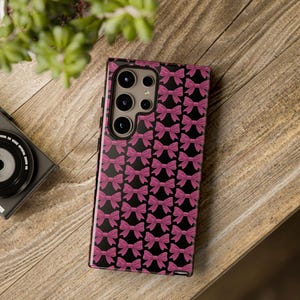 Pink Bow Samsung Case Coquette Aesthetic Phone Cover Cute Girly Phone Case Glossy Y2K Accessory Kawaii Samsung Case Gift