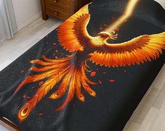 Phoenix Fire Velveteen Plush Blanket Mythical Throw Phoenix Home Decor Bedroom Decoration