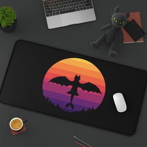 Dragon Desk Mat, Gaming Mouse Pad, Fantasy Desk Decor, Gothic Aesthetic Desk Pad, Gift for Gamer, Dragon Lover Office Decor