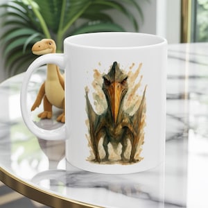 Quetzalcoatlus Pterosaur Mug - Vintage Watercolor Dino Cup - Pterosaur Coffee Mug - Prehistoric Bird Gift for Paleontology Lovers
