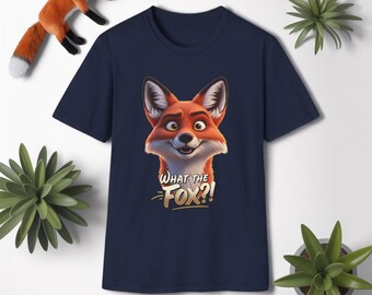 Koszulka z nadrukiem "What The Fox", zabawna koszulka z nadrukiem "Fox", koszulka dla miłośników zwierząt, słodki prezent z kalamburem, koszulka z leśnym zwierzęciem, zabawna, codzienna koszulka dla mężczyzn i kobiet