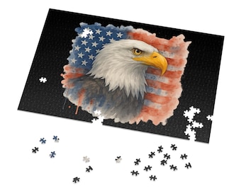 Adler Amerikanische Flagge Puzzle: Vaterländisches Familienspiel