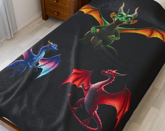 Fantasy Dragon Polyesterfilt: Gamer-sängkläder, mytisk dekor