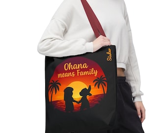 ダルクスポーツ　Ohana ONLYUS Canvas Tote Surfboard Ohana Means Family Canvas Tote Bag, Hawaiian Vibes