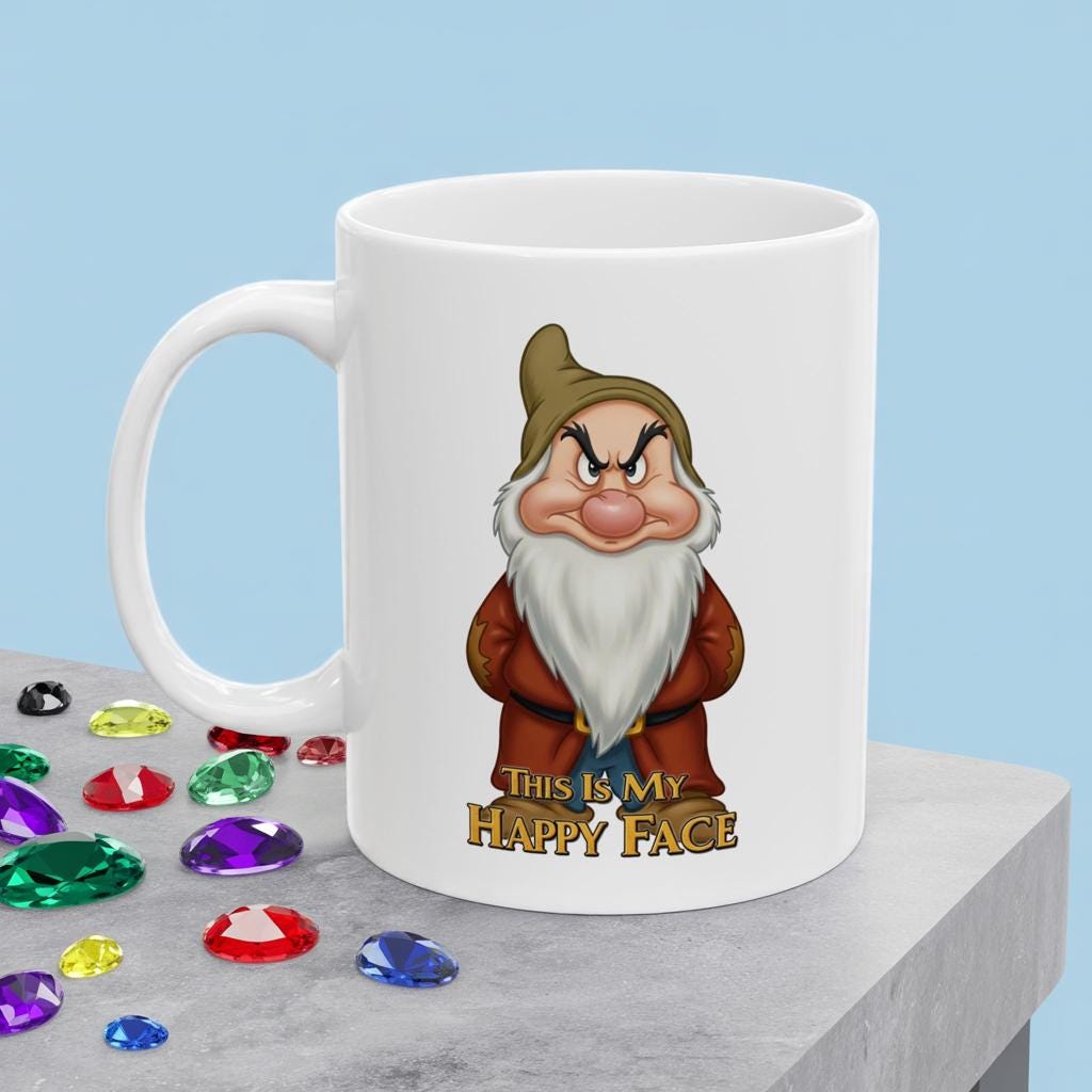 Grumpy Dwarf Mug: 'this is My Happy Face' Ceramic Coffee Cup - Etsy