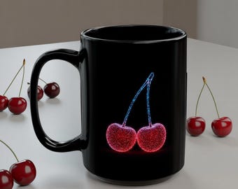 Bioluminescent Cherry Mug: Glowing Fruit Coffee Cup