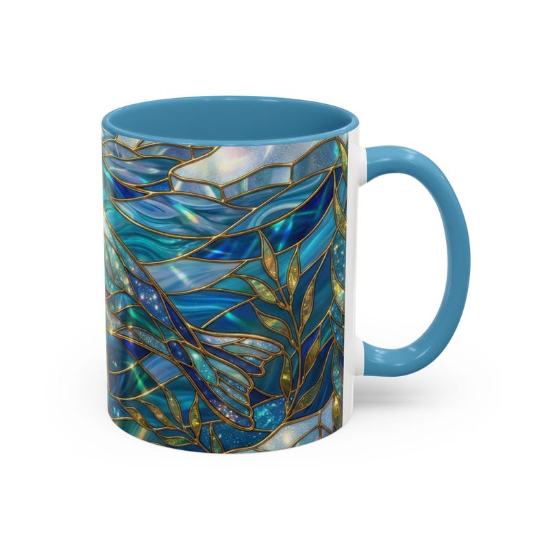 Seal Coffee Mug, Stained Glass Seal Mug, Cute Marine Animal Art Mug, Ocean Lover Gift, Unique Ceramic Coffee Cup, 11oz 15oz Coastal Mug image 6