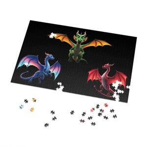 Quebra-cabeça de dragão de fantasia em lata - 252-2000 peças para adultos e crianças, noite de jogos em família, presente para amantes de dragões, decoração de arte DandD