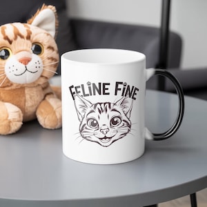 Taza Feline Fine Cat: Taza de café termosensible con cambio de color de 325 ml
