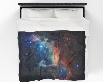 Coperta di peluche Notte stellata: coperta galassia cosmica, arredamento moderno