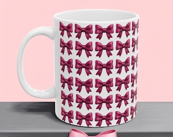 Tazza da caffè con fiocco rosa - Tazza da ragazza Coquette Balletcore, regalo carino per amici, adolescenti, compleanni, amanti del Cottagecore e del rosa