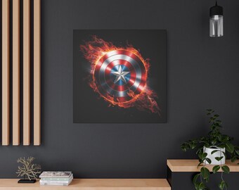The Shield Canvas Print: Burning Fire Design, Matte Wall Art