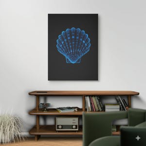 Blue Shell Canvas Art Ocean-Inspired Home Decor Beach Decor Nautical Art Ocean Decor