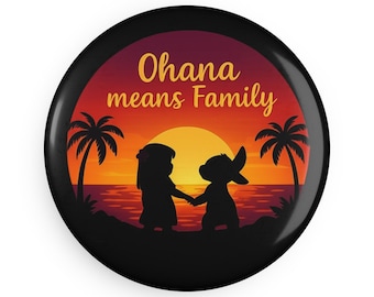 Ohana Means Family Magnet Cute Hawaiian Fridge Magnet, Family-Inspired Gift, Family Keepsake, Sunset Scene Decor