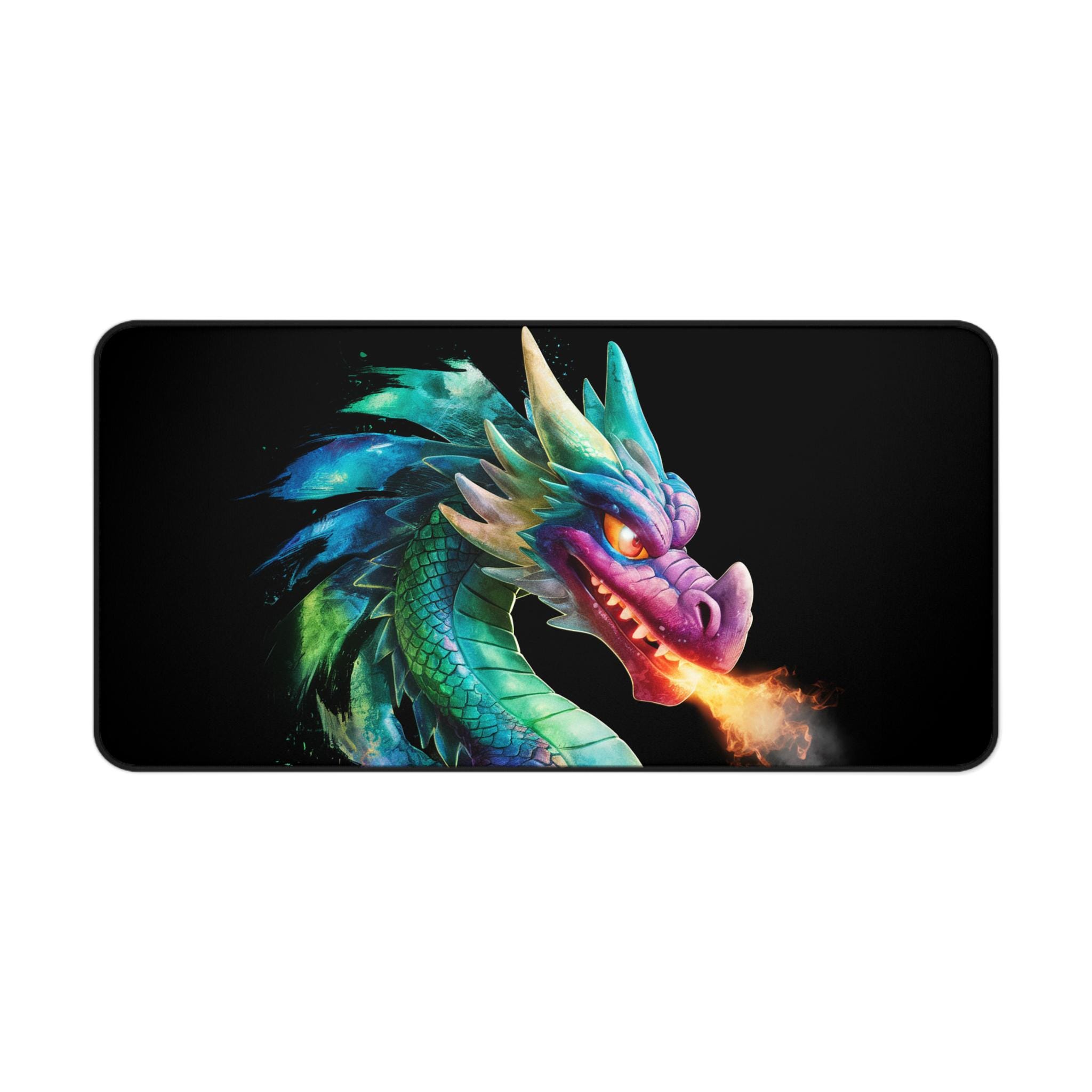ファンタジードラゴンデスクマット：カラフルな火を吐くゲーミング