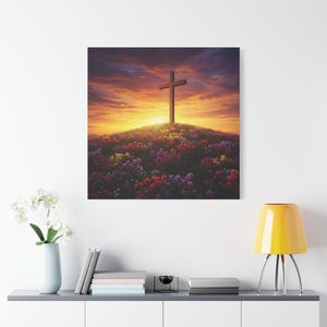 Canvas Cross Art Christian Canvas Cross Decor Religious Art Spiritual Painting Unique Decor Gift for Christian
