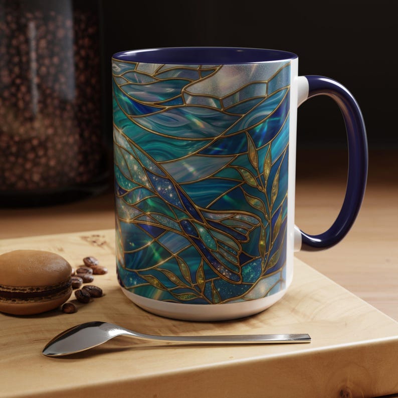 Seal Coffee Mug, Stained Glass Seal Mug, Cute Marine Animal Art Mug, Ocean Lover Gift, Unique Ceramic Coffee Cup, 11oz 15oz Coastal Mug image 18