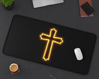 Desk Mat with Glowing Cross Design