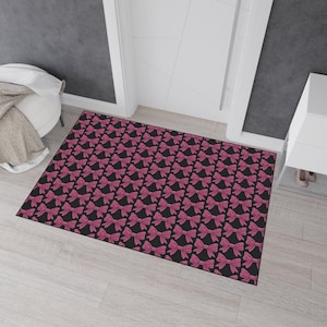Pink Bow Doormat - Cute Aesthetic Floor Mat for Entryway, Kitchen or Bedroom | Girly Indoor Outdoor Rug Gift for Her