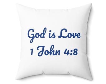 Custom Christian Pillow Personalized Bible Verse Cushion, Cross Throw Pillow, God Is Love 1 John 4:8 Gift