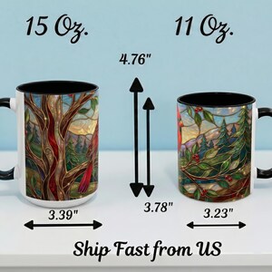 Stained Glass Cardinal Mug, Red Bird Coffee Cup, Memorial Gift For Loss, Nature Lover Present, Faux Stained Glass Art, Bird Watcher Mug image 6
