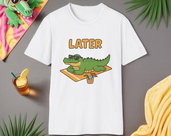 Camiseta gráfica Later Gator: Divertida camiseta de caimán Y2K