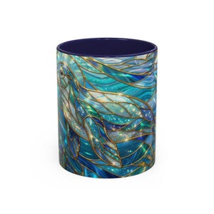 Seal Coffee Mug, Stained Glass Seal Mug, Cute Marine Animal Art Mug, Ocean Lover Gift, Unique Ceramic Coffee Cup, 11oz 15oz Coastal Mug image 5