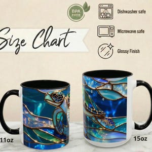 Stained Glass Sea Turtle Mug, Ocean Turtle Coffee Cup, Coastal Beach Mug Gift, Marine Life Art Cup, Sea Lover Gift, Ocean Wildlife Mug image 11