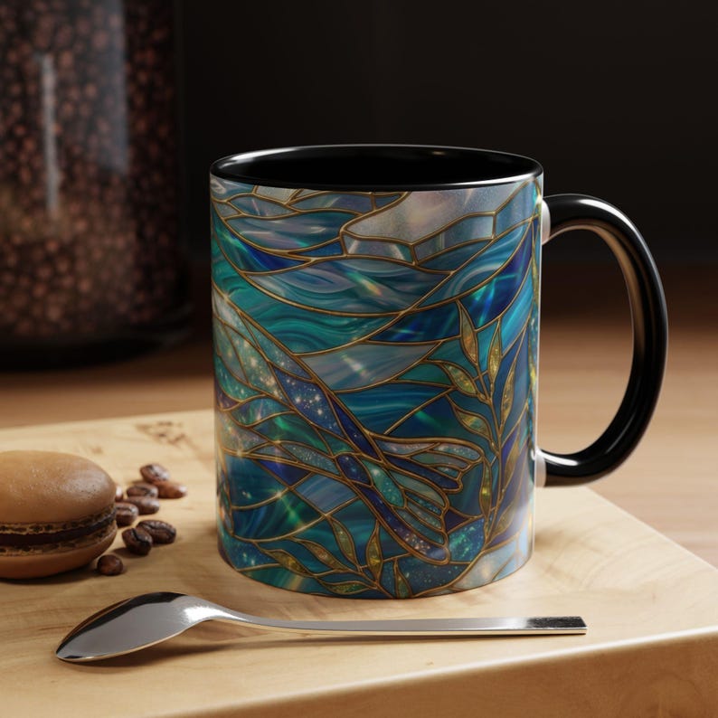 Seal Coffee Mug, Stained Glass Seal Mug, Cute Marine Animal Art Mug, Ocean Lover Gift, Unique Ceramic Coffee Cup, 11oz 15oz Coastal Mug image 15