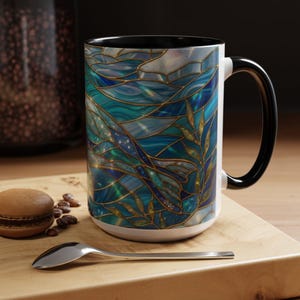 Seal Coffee Mug, Stained Glass Seal Mug, Cute Marine Animal Art Mug, Ocean Lover Gift, Unique Ceramic Coffee Cup, 11oz 15oz Coastal Mug image 17
