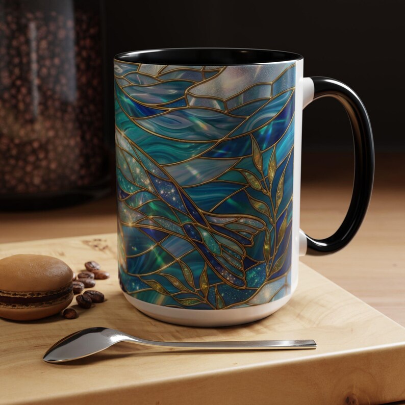 Seal Coffee Mug, Stained Glass Seal Mug, Cute Marine Animal Art Mug, Ocean Lover Gift, Unique Ceramic Coffee Cup, 11oz 15oz Coastal Mug image 17