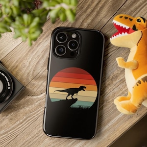Retro Sunset Dinosaur iPhone Case | T-Rex Silhouette Vintage Phone Cover for iPhone 14/15/16 Pro Aesthetic Dinosaur Gift Jurassic Phone Case